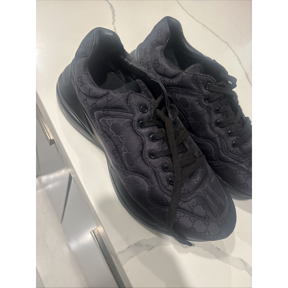 gucci rhyton sneakers Black Monogram Size 12.5 - Picture 2 of 14